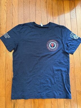 Fdny Navy Short Sleeve Tee with Red & White Emblem